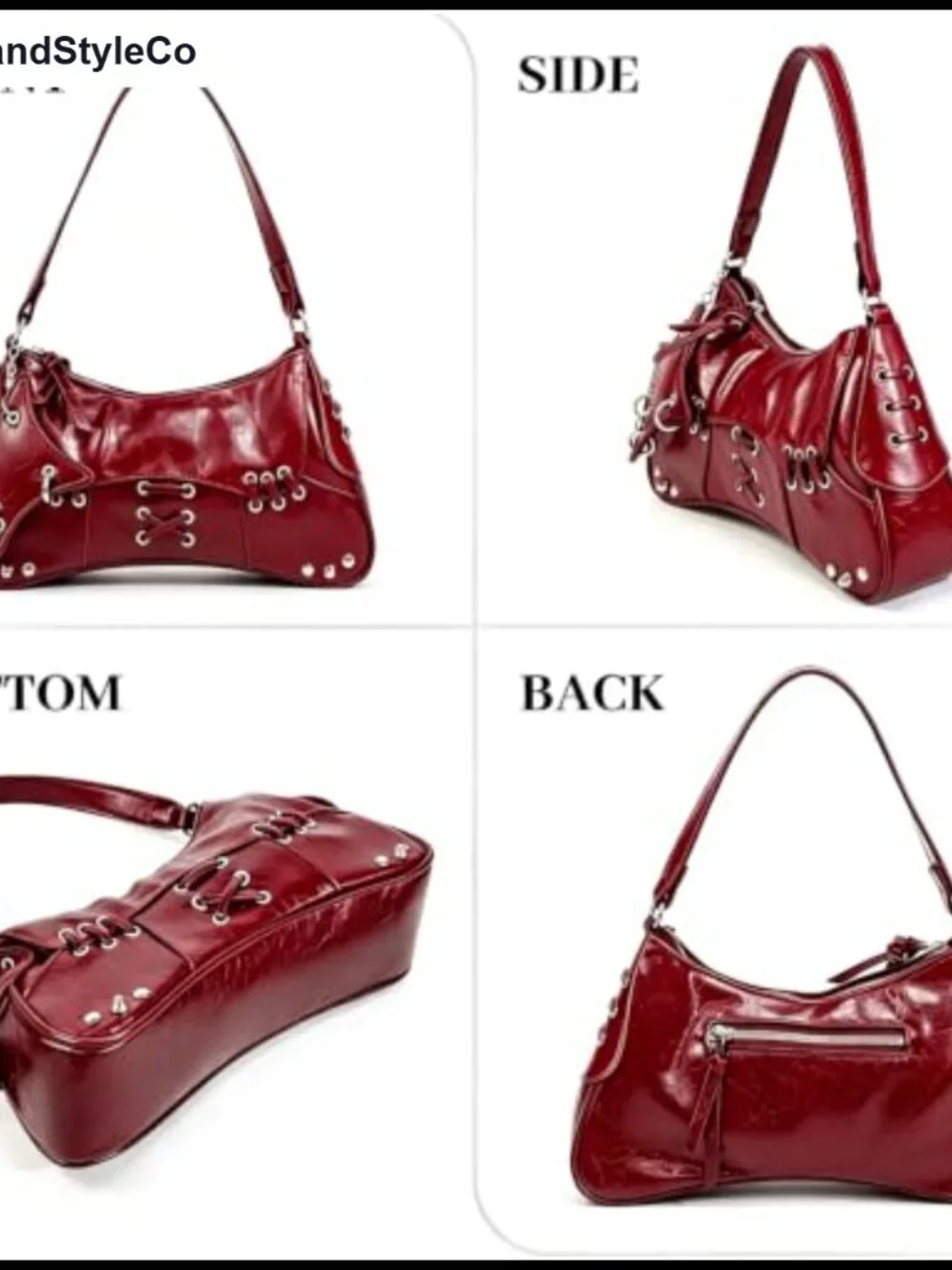 Faux Leather Y2K Punk Hobo Shoulder Bag Gothic Saddle Purse